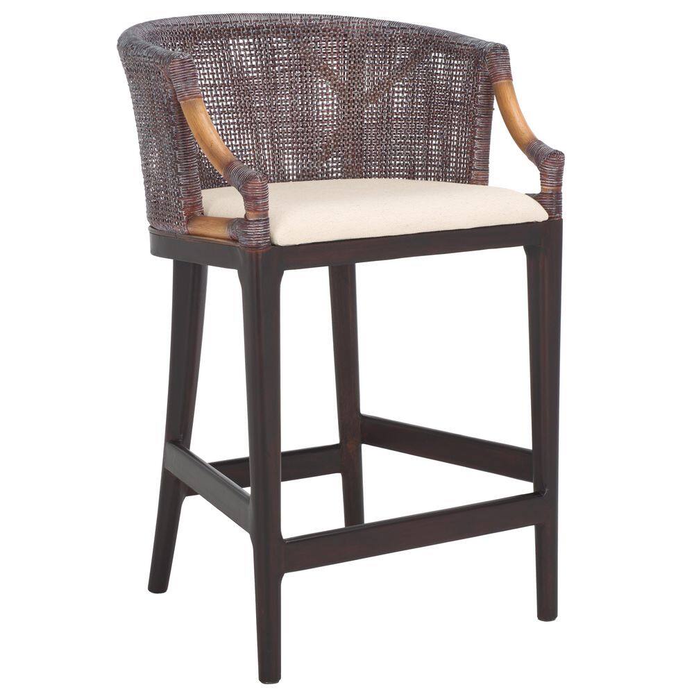 Brando Extra Tall Brown and White Faux Leather Counter Stool