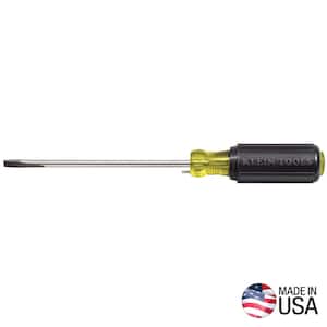 1/4 in. Cabinet-Tip Wire Bending Flat Head Screwdriver with 4 in. Round Shank- Cushion Grip Handle