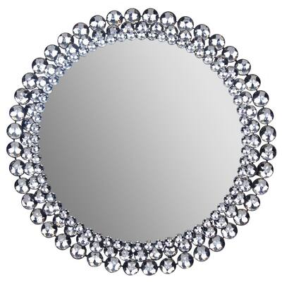 Medium Round Silver Art Deco Mirror (24 in. H x 24 in. W)
