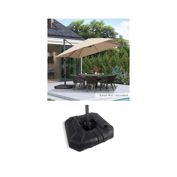 10 ft. Beige Cantilever Umbrella and Square Patio Umbrella Base Combo