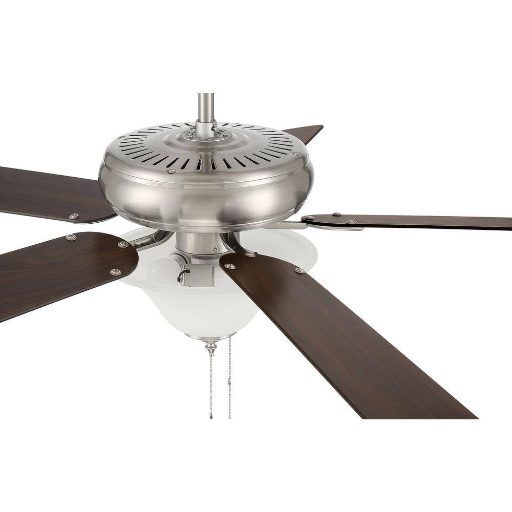 52'' Brushed Nickel Ceiling Fan with Frosted Glass Light Kit