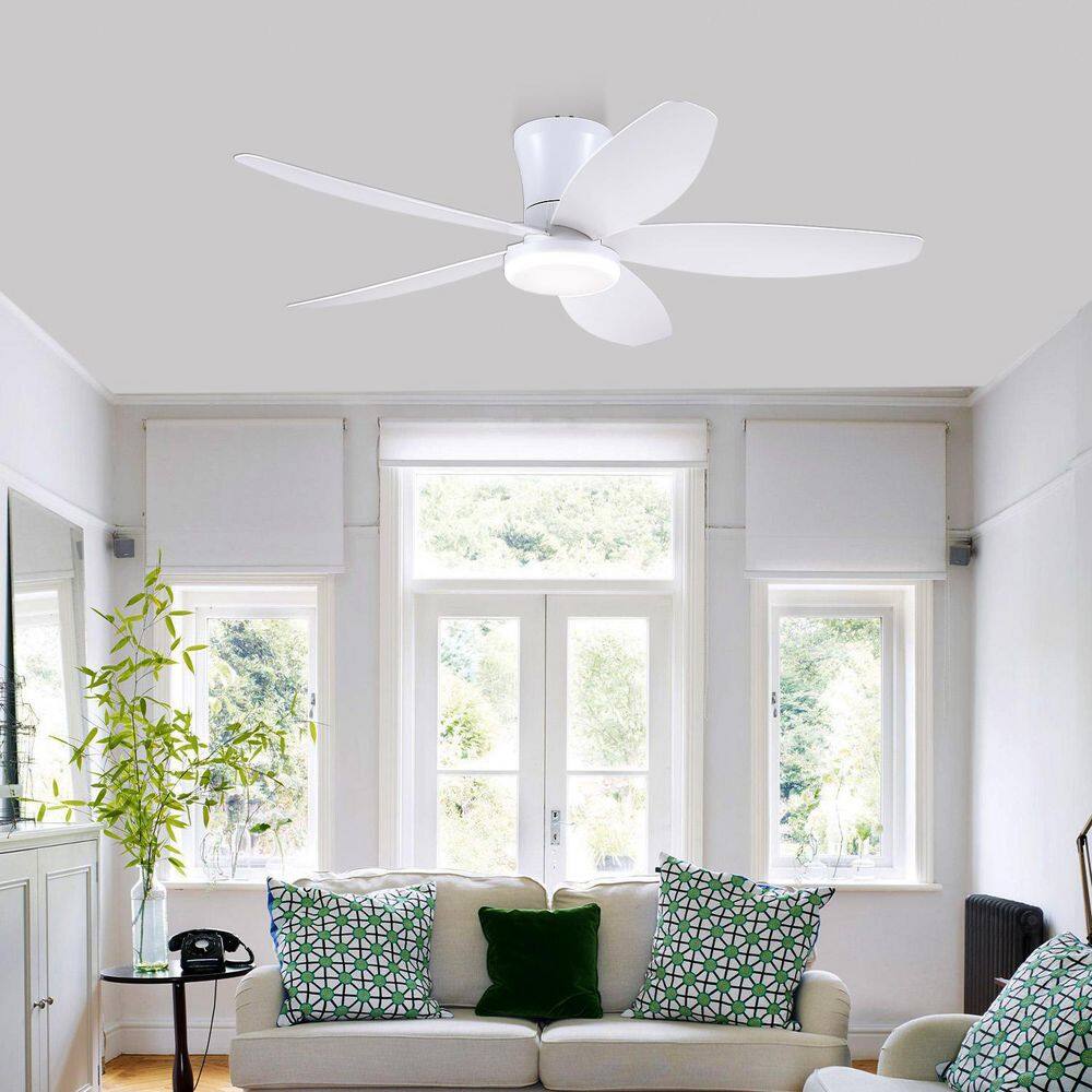 46 in. Indoor/Outdoor Flush Mount Black Propeller Ceiling Fan with RGB Color LED Light and Remote/APP Voice Control price history on PriceWatchPro