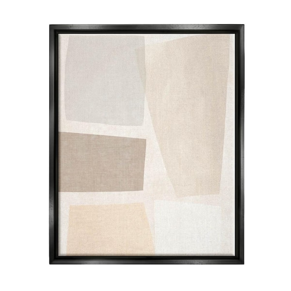 The Stupell Home Decor Collection Modest Neutral Toned Blocked Abstract Shapes by June Erica Vess Floater Frame Abstract Wall Art Print 21 in. x 17 in. .