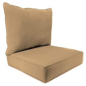 Sunbrella 24" x 24" Canvas Cocoa Brown Solid Rectangular Boxed Edge Outdoor Deep Seating Chair Seat and Back Cushion Set