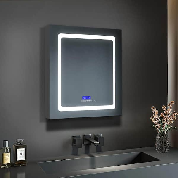 Bracciano 24 in. W x 32 in. H Surface-Mount LED Mirror Medicine Cabinet with Defogger