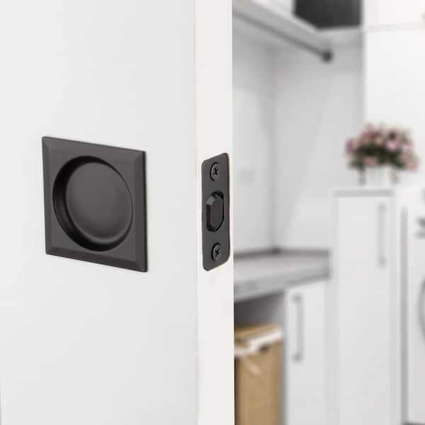 Matte Black Square Hall/Closet Pocket Door Lock