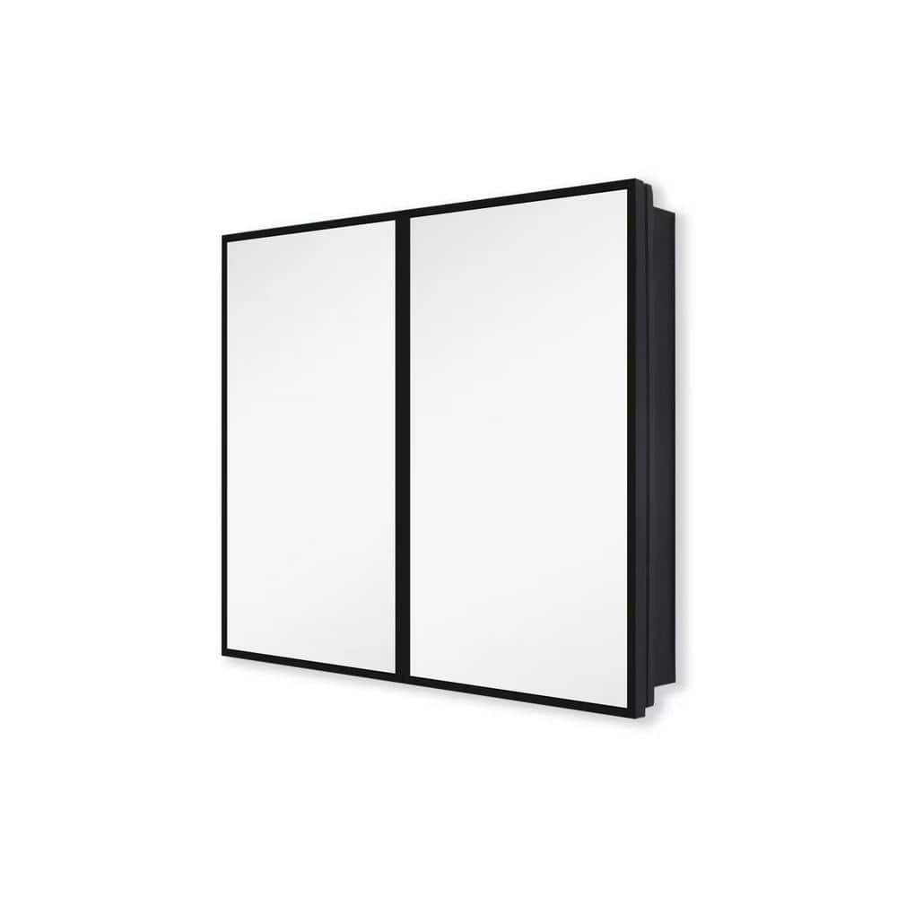 30 in. W x 26 in. H Rectangular Surface or Recessed Mount Black