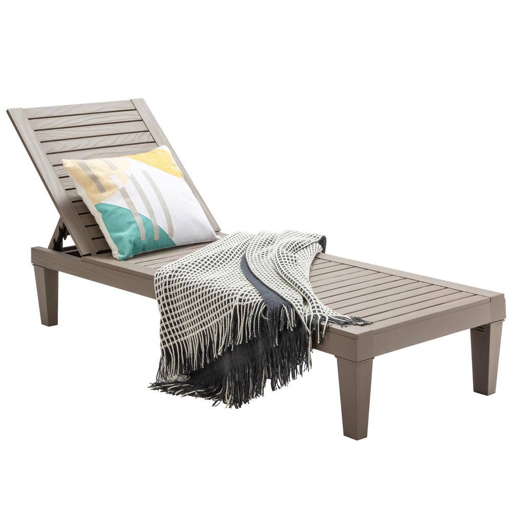 Brown Adjustable Plastic Patio Chaise Lounge Chair