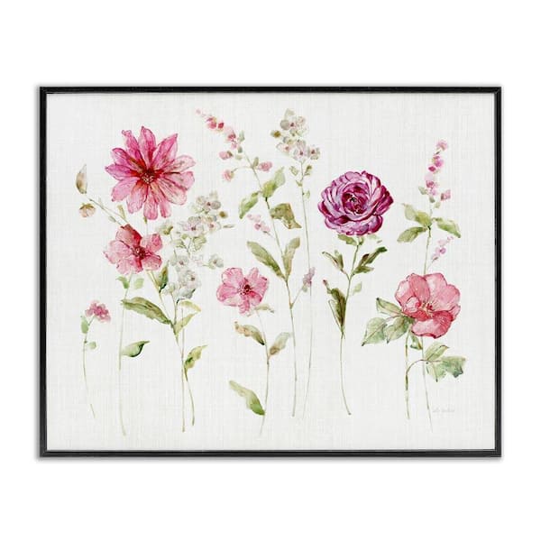 Blooming Rose Sprigs by Sally Swatland Black Framed Nature Giclee Art Print 16 in. x 20 in.
