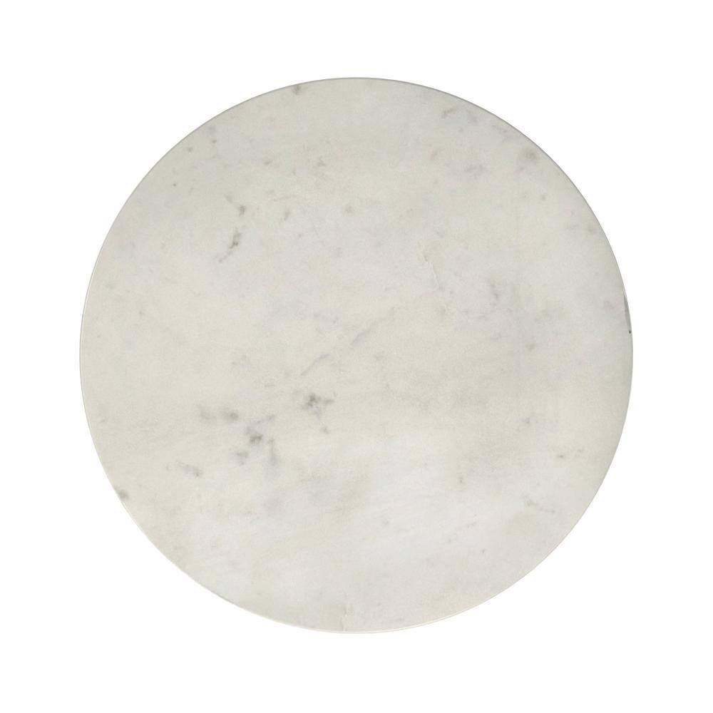 Gold Metal and White Marble Round Side Table, 16 inch