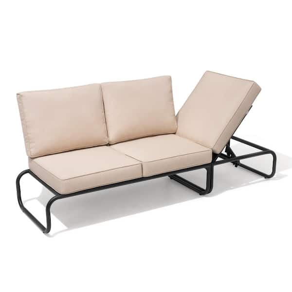 Crestlive Products Aluminum Leisure Adjustable Outdoor Day Bed with Cushions in Beige