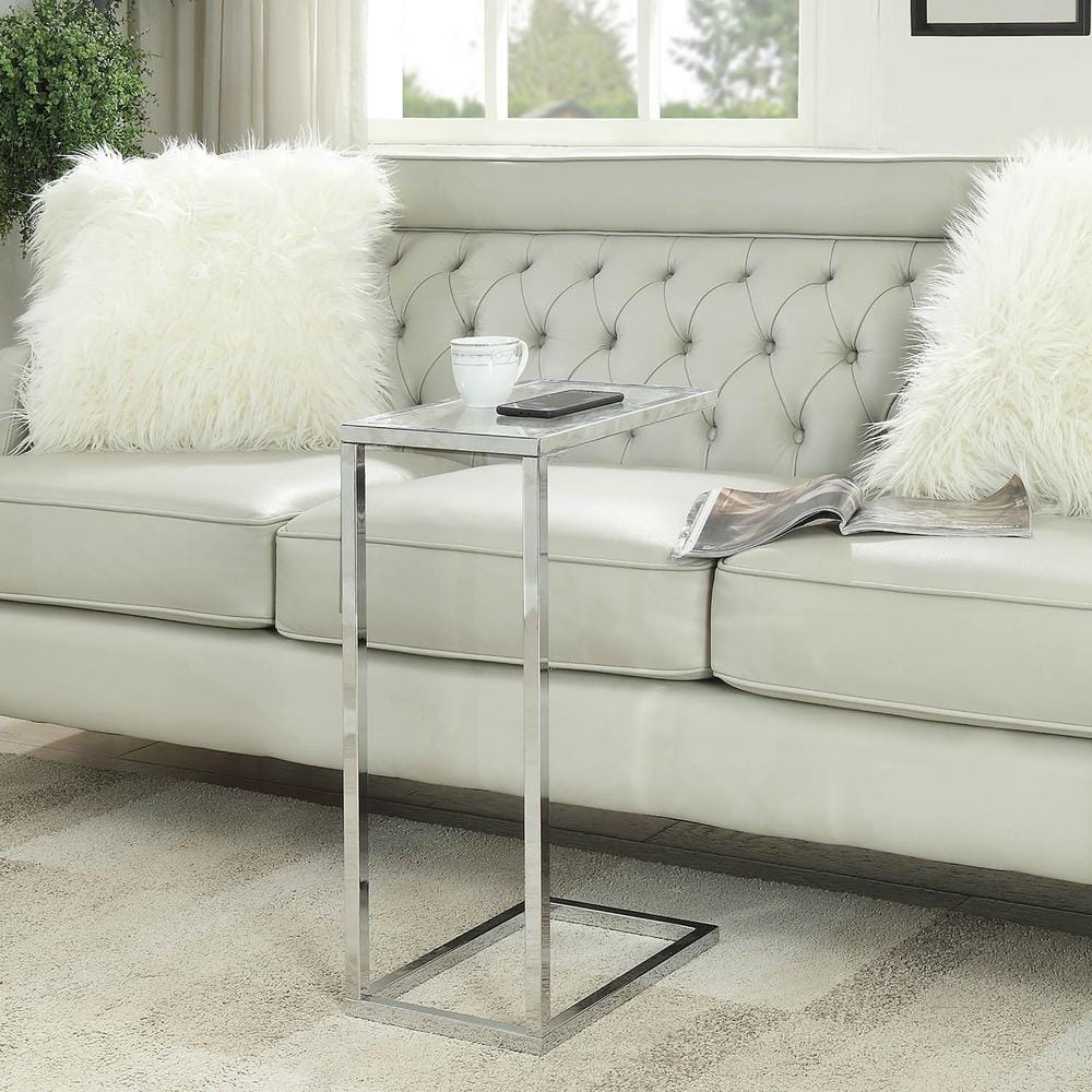 Chrome and Clear Glass Rectangular End Table, 26 in.