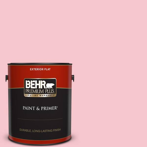 BEHR PREMIUM PLUS 1 gal. #120B-4 Old Fashioned Pink Flat Exterior Paint & Primer
