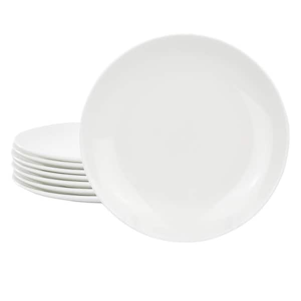 Gibson White Peninsula 8 Piece 7.75 Inch Bone China Dessert Plate Dinnerware Set in White