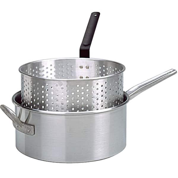 King Kooker Aluminum Deep Fryer with Long Fry Pan Handle and Punched Aluminum Basket