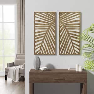 2-Piece Framed Art Drawing 2-Tone Wood Panel Wall Decor Set - Modern and Chic 32 in. x 32 in