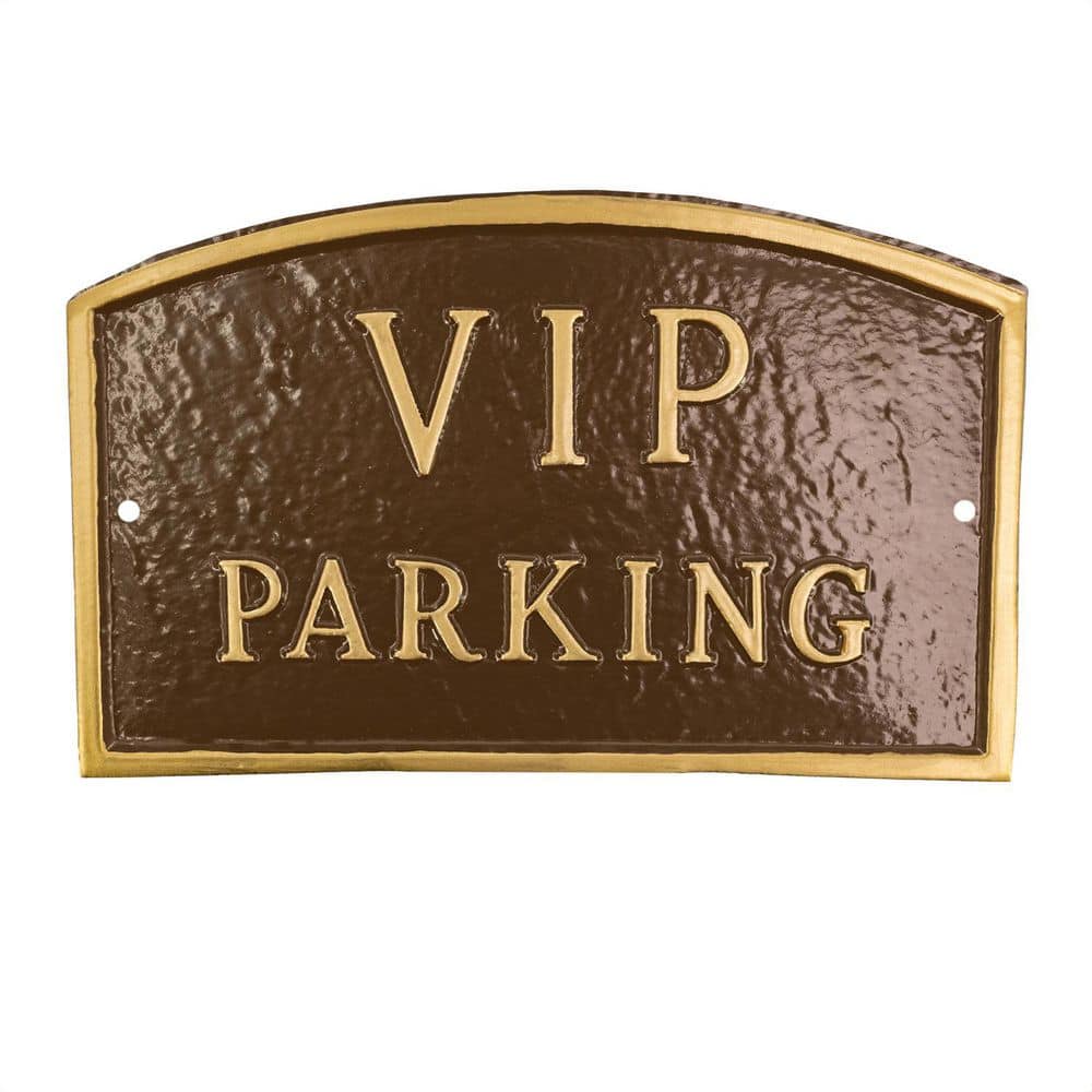"10"" x 15 Standard Arch VIP Parking Statement Plaque Sign - Oil Rubbed/Gold" product image for price tracking