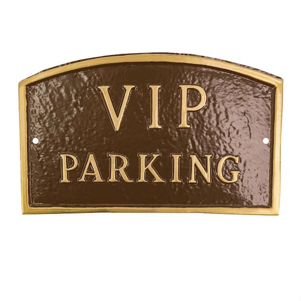 10 in. x 15 Standard Arch VIP Parking Statement Plaque Sign - Oil Rubbed/Gold