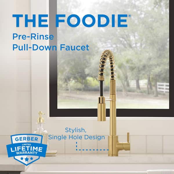 The Foodie Brushed Bronze 21 in. Single Handle Pre-Rinse Spring Pull Down Sprayer Kitchen Faucet with 360-degree Swivel