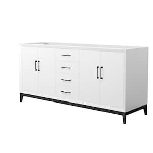 Amici 71.75 in. W x 21.75 in. D x 34.5 in. H Double Bath Vanity Cabinet without Top in White with Matte Black Trim