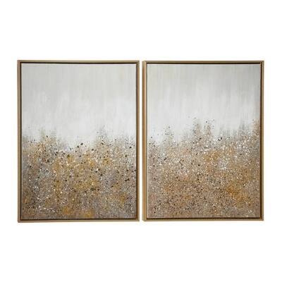 Gold Canvas Contemporary Wall Art (Set of 2)