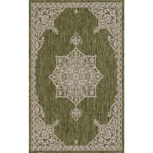 Green Antique Outdoor 7 ft. x 10 ft. Area Rug