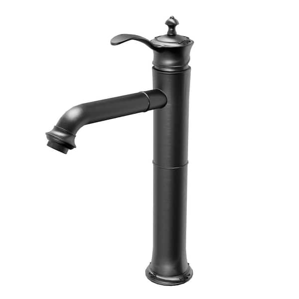 Vineyard Single-Handle Single-Hole Vessel Bathroom Faucet with Matching Pop-Up Drain in Gunmetal Grey