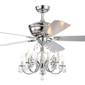 52 in. 5-Light Finlayson Indoor Chrome Remote Controlled Ceiling Fan with Light Kit