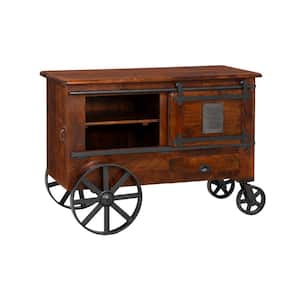Ranger Brown 48 in. W Storage Wine Bar Cart with Wheels