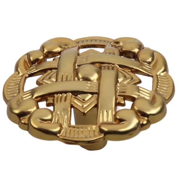 GLIDERITE 1-3/8 in. Brass Gold Finish Classic Celtic Medallion Cabinet Knob (10-Pack)