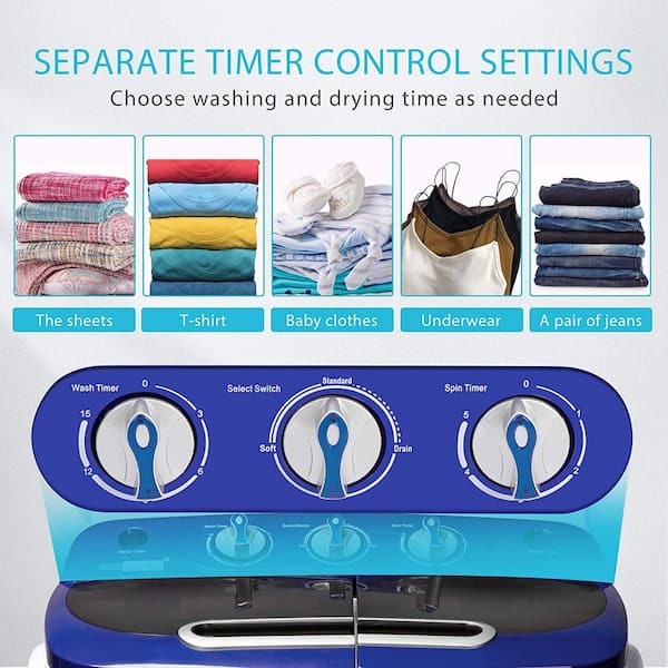  ZENY Portable Clothes Washing Machine Mini Twin Tub Washing  Machine 13lbs Capacity with Spin Dryer,Compact Washer and Dryer Combo  Lightweight Small Laundry Washer for Home,Apartments, Dorm Rooms,RV :  Appliances
