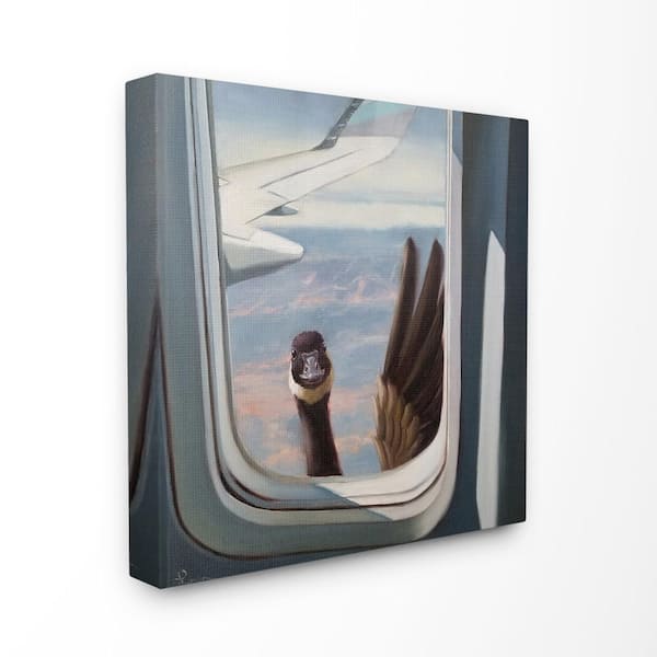 Stupell Industries 17 in. x 17 in. "Hello from a Goose Airplane Window Scene Painting" by Lucia Heffernan Canvas Wall Art