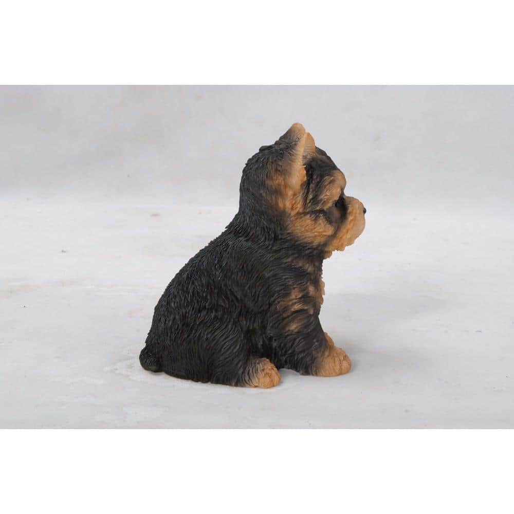 Realistic Brown and Black Yorkshire Terrier Puppy Statue