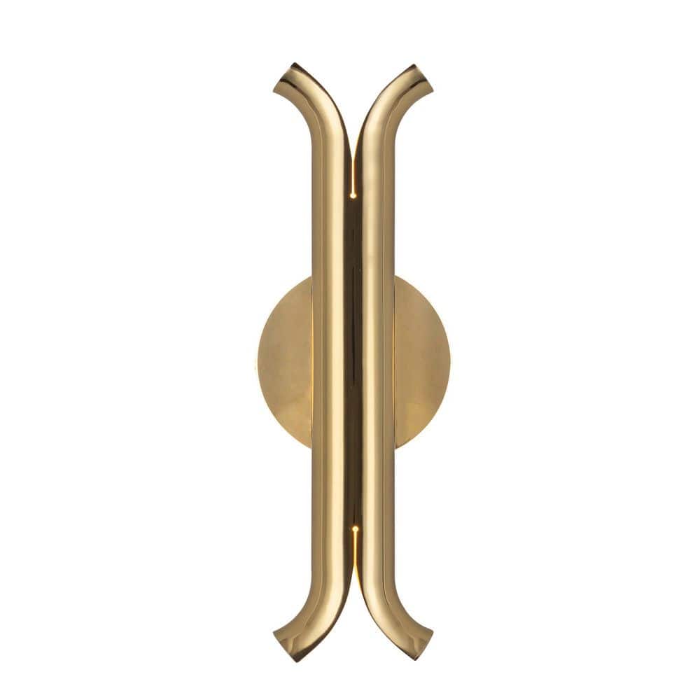 Husk 14-in 1 Light 15-Watt Metallic Brass Integrated LED Wall Sconce price history on PriceWatchPro