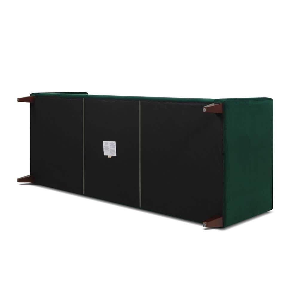 Evergreen Velvet Chesterfield Sofa with Tufted Detail and Wood Frame