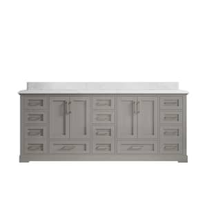 Boston 84 in. W x 22 in. D x 36 in. H Double Sink Bath Vanity in Elephant Gray with 1.5" Empira Quartz Top