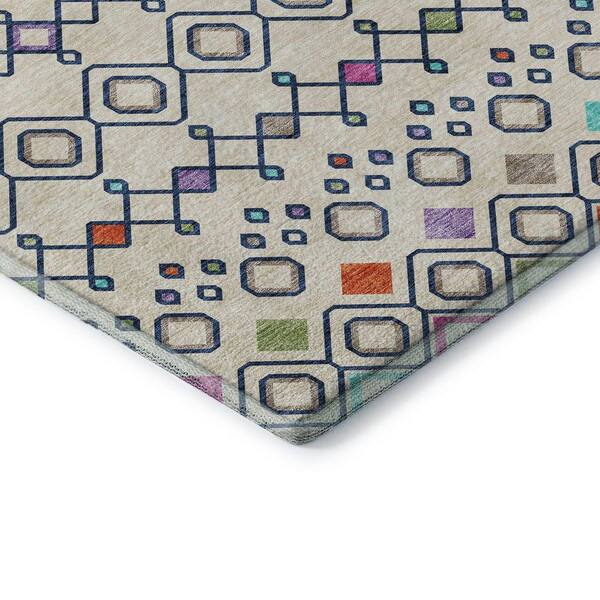 Mayfield Premium Machine Washable Abstract AMF938 Linen 8 ft. x 10 ft. Area Rug