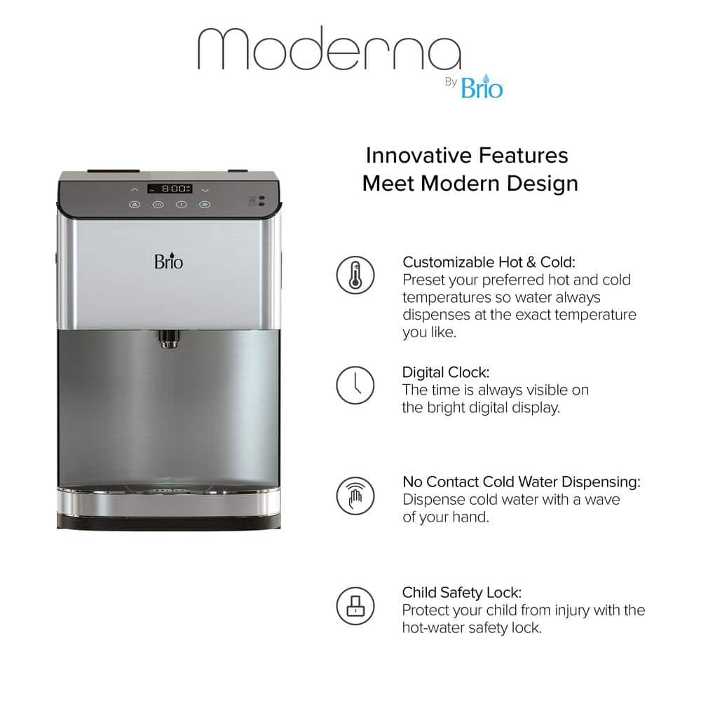 Brio Stainless Steel Compact Countertop Tri-Temperature Water Cooler