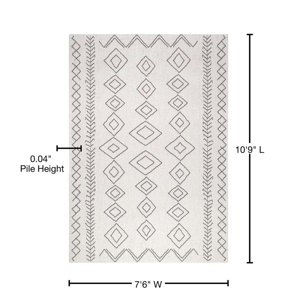 Ivory Geometric Easy-Care Outdoor 7.5' x 10.75' Area Rug