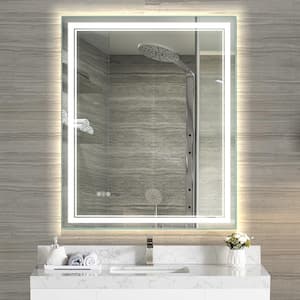 40 in. W x 32 in. H Rectangular Frameless Anti-Fog Front and Rear LED Lighted Wall Bathroom Vanity Mirror and Dimming