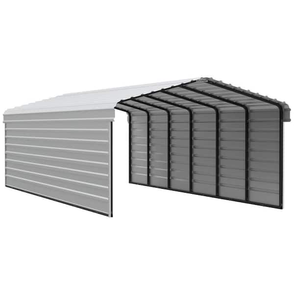 12 ft. W x 29 ft. D x 7 ft. H Eggshell Galvanized Steel Carport with 2-Side Wall Kits