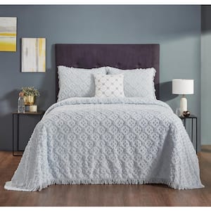 Charleston Collection 4-Piece Blue King 100% Cotton Bedspread Set
