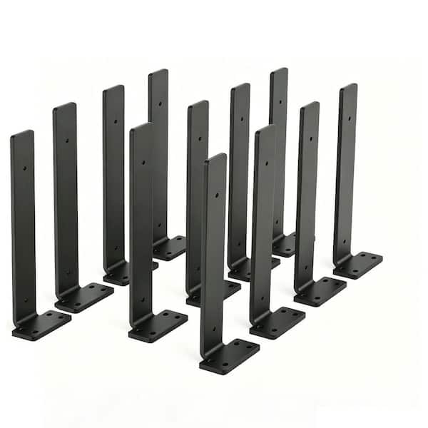 12-Pack 12 in. L Black Floating Shelf Brackets, Wall Shelf Support Brackets with 1/5 in. Thick and 160 lb. Load Capacity