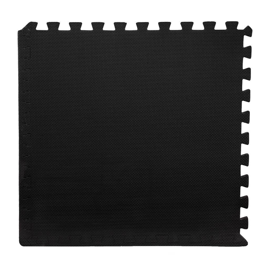 Black Interlocking EVA Foam Gym Floor Tiles, 24" x 24"