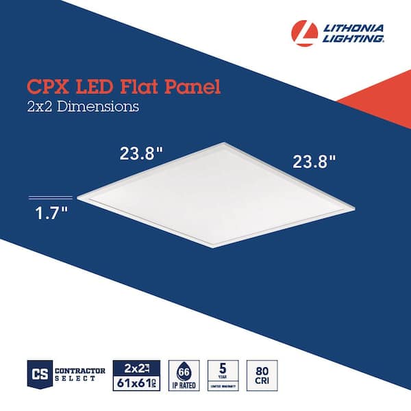 Contractor Select CPX 2 ft. x 2 ft. White Integrated LED 3737 Lumens Flat Panel Light, 5000K Contractor Select CPX 2 ft. x 2 ft. White Integrated LED 3737 Lumens Flat Panel Light, 5000K