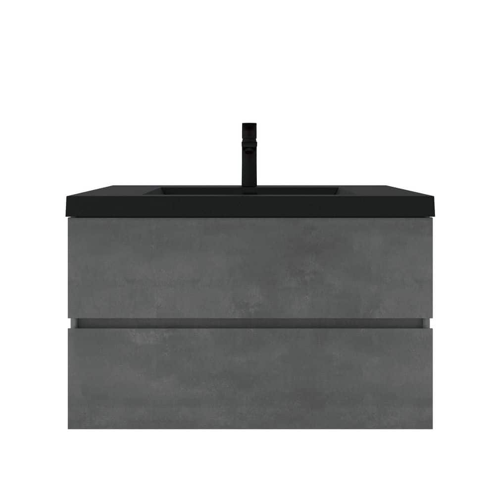 36 in. Single C. Ash Bathroom Vanity Wall-Mounted Floating Vanities with Matte Black Resin Stone Top, 2 Drawers Modern price history on PriceWatchPro
