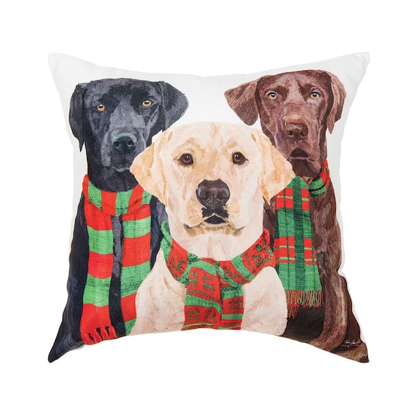 C&F Home Red Lab Dogs In Winter Scarves Indoor/Outdoor Christmas Throw Pillow