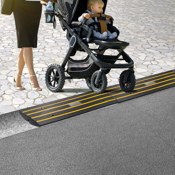 Curb Ramp 3 Pack Rubber Driveway Ramps Heavy Duty 33069 lbs. Weight Threshold Ramp 2.6-in. High Curbside Bridge Ramps