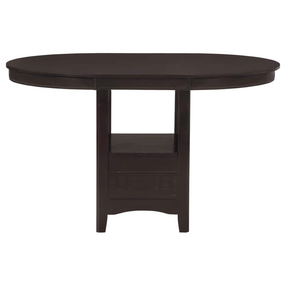 Espresso Oak Veneer Counter Height Dining Set with Black Fabric Chairs