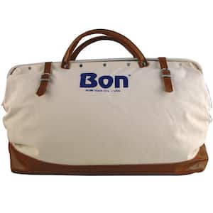 20 in. Canvas Tool Bag with Leather Bottom in White